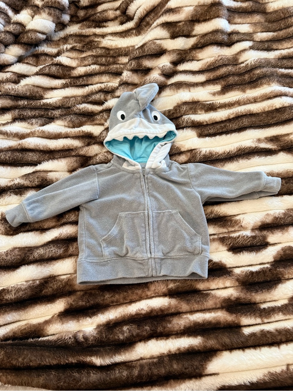 The Children's Place Gray Shark Hooded Zip-Up Jacket